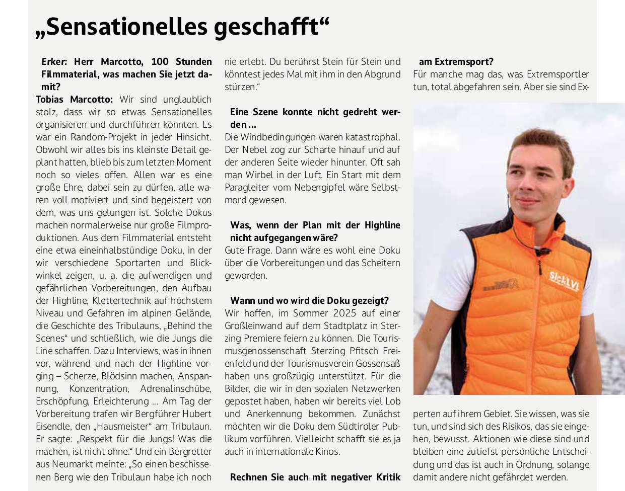 Magazine Article featuring Tobias Marcotto